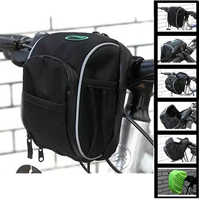 New Cycling Bags Bike Bicycle Handlebar Bag Front Bag Black With Rain Cover • $12.59