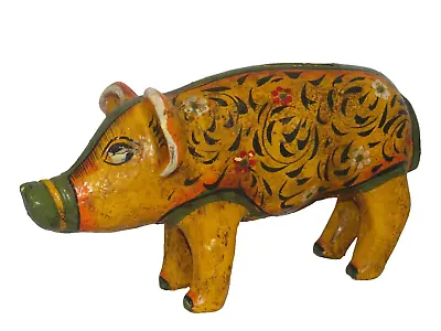 Vintage Mexican Folk Art Hand Painted Clay Pottery Pig Piggy Bank • $19.99