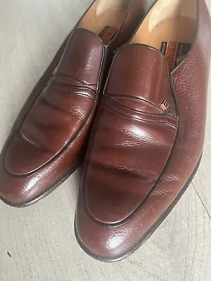 A. Testoni Mens Genuine Real Leather Shoes  Made In Italy Tan Brown Size 8F • £19.99