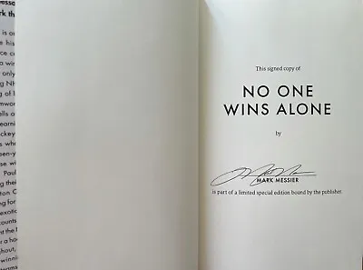 Mark Messier Autographed Auto No One Wins Alone Hardcover Signed Edition Book • $54.44