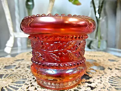 Vintage Summit Marigold  Holly Leaf Berry Iridescent Carnival Toothpick Holder • $24.95