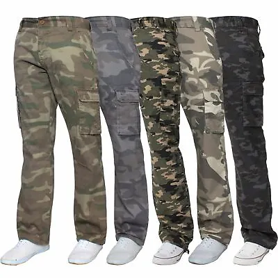 Kruze Mens Cargo Combat Trousers Army Camouflage Camo Military Pants All Waists • $23.01