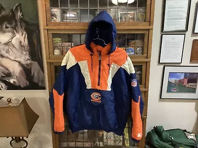 VTG Chicago Bears STARTER Pro Line Authentic 1/2 Zip Hooded Jacket SZ XL - Cool • $118.79