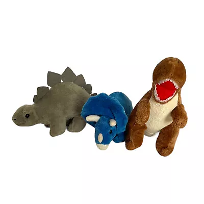 Lot 3 Prextex Mini Dinosaur Plush Stuffed Animals Toys T Rex Stegasaurus • $11.95