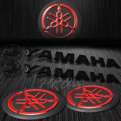 8 Vinyl Black Fork Logo&Letter Emblem+2.125  3D Red Fairing Tank Sticker Yamaha • $23.88