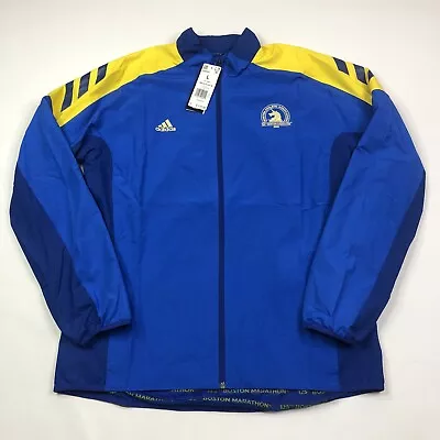 Adidas 2021 Boston Marathon Celebration Jacket Blue GQ8331 Men's Size Large NEW • $68.43