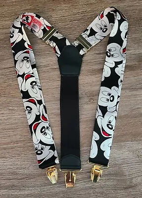 VTG Disney Mickey Mouse Black White & Red Graphic Suspenders Mickey Inc. • $12