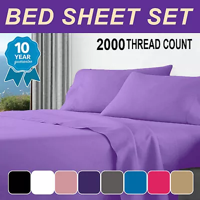 2000TC Hotel Collection Bed Sheet Set Fitted Flat Pillowcases S/D/Queen/K/KS AU • $26.59