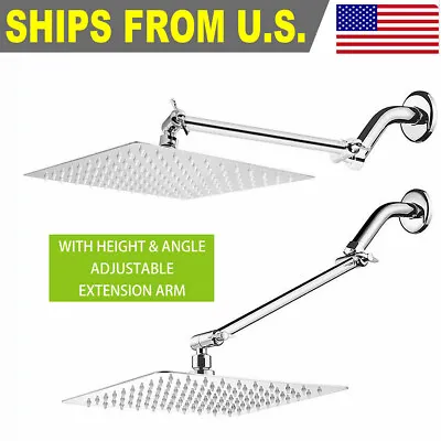 $29.99 • Buy 8inch -12 Inch Stainless Steel Square Rainfall Shower Head With Extension Arm