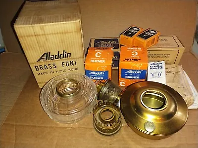 Vintage Aladdin Oil Lamp Parts Lot Most Are Unused NOS Fonts Burners +++ • $195