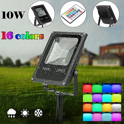 £12.99 • Buy 16 Color RGB Changing LED Floodlight Outdoor Garden Yard Spotlight Waterproof