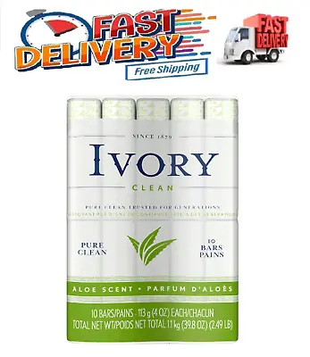 Ivory Bar Soap Aloe Scent All Skin Types 4.0 Oz 10 Count • $19