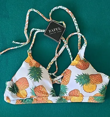 $12 • Buy Zaful Women's Pineapple Padded Bikini Swimsuit Top Sz 8  NWT