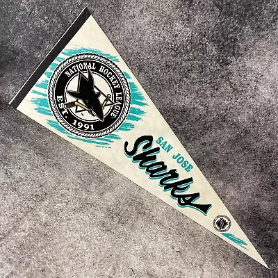 Vintage 90s SAN JOSE SHARKS NHL Full Size Felt Pennant 12 X30  Hockey • $10.99