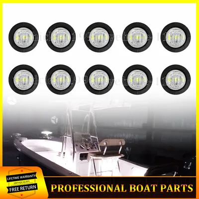 10x White 3/4  Marine Boat Courtesy Light Deck LED Stern Transom Lights Round • $11.99