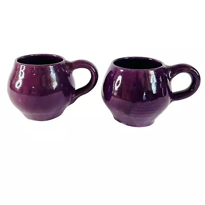 Vintage BYBEE BB Pottery Barrel Belly Plum Purple Coffee Mug Cup Primitive RARE • $34.98