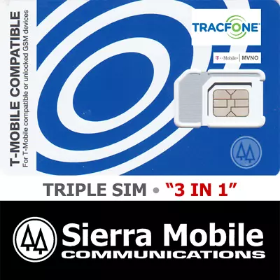 TRACFONE TRIPLE SIM CARD 3 In 1 • GSM 4GLTE T-MOBILE MVNO •  WITH TRACKING • $7.95