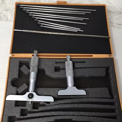 MITUTOYO Digital Depth Micrometer Set Of 2 With Depth Rods READ • $300