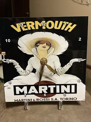 Vintage Martini & Rossi Advertising Poster Desk Clock 6 By 6  Works W/battery • $18
