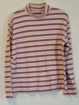 VINTAGE St John’s Bay Striped Long Sleeved Tee L PINK WHITE PURPLE • $18.99