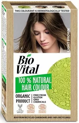 £10.95 • Buy BIO VITAL 100% Natural Hair Dye Color LIGHT BROWN Vegan Formula Amonia FREE