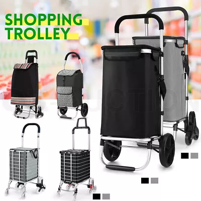 Shopping Trolley Cart Foldable Market Grocery Luggage Basket Bag Wheels Carts • $41.95