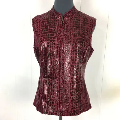 Erin London Vest Jacket Women 8 Red Faux Snakeskin Lined Polyester 38x24 • $10.18