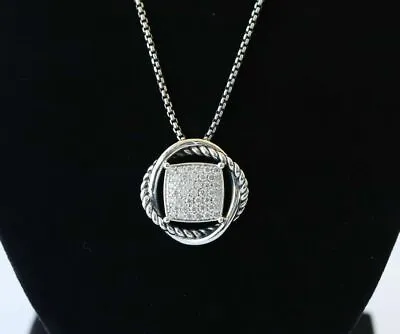 David Yurman Sterling Silver Infinity Pave Diamond Pendant Necklace • $399