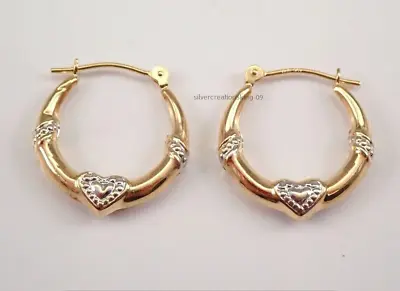 Estate Vintage 925 Silver Gold Plated Women's New Style Hoop Earrings • $53.16