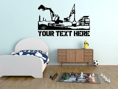 £10 • Buy Personalised CONTRUCTION Digger Truck Kids Bedroom Wall Vinyl Decal Sticker V712