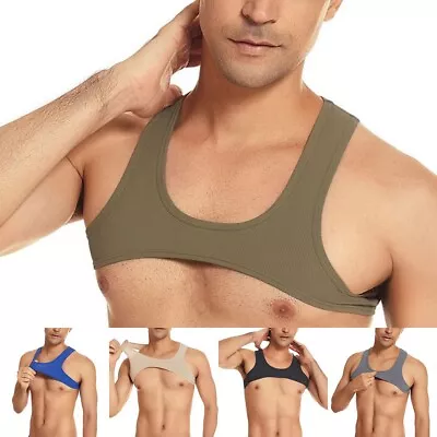Stylish Men's Muscle Crop Top Short Sleeve Elastic Vest Shirt For Party • £10.34
