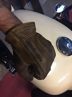 Stitch Nine Motorcycle Gloves Leather Distressed Cafe  Chopper   Brat  Work LG • $63.50