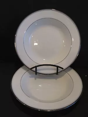 MIKASA Bone China GOTHIC PLATINUM #AK018 Set Of 2 RIM SOUP BOWLS Platinum Trim • $24.99