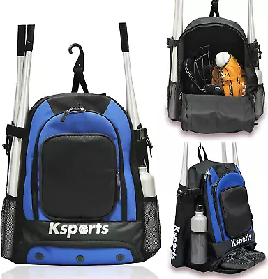 Ksports Baseball Backpack - Durable T-Ball & Softball Equipment Bag - Bat Helme • $26.39