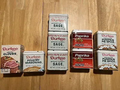 DURKEE New Lot Of Vintage Antique Spice Tins - Pumpkin Spice Paprika Sage Cloves • $19.98