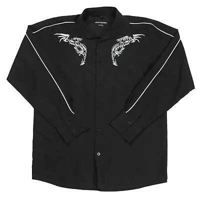 Vintage Embroidered Dragon Shirt | Small | Button Pattern Y2k Chinese Graphic • £16.09