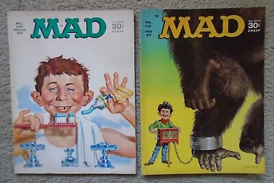 MAD Magazine Lot Of 2 #s 109 & 112 March & July 1967 Kong Organ Grinder Cover • $11.99