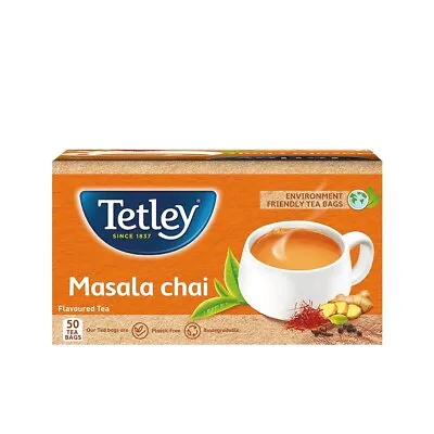 Tetley Masala Black Tea 50 Tea Bags Natural Warming Flavours & Aroma Of Spices  • $15.99