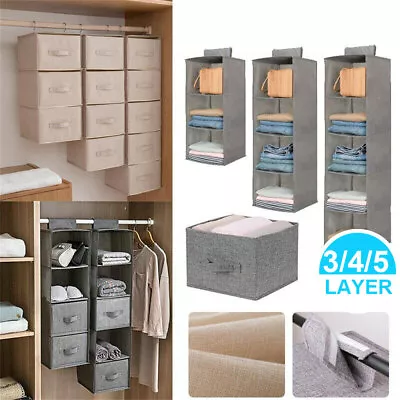 Tidy Hanger Hanging Wardrobe Storage Organiser Shelf Kids Clothes Bag Shoes Box • £4.69