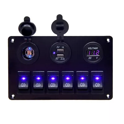 6 Gang Switch Panel 2USB Interior Control Car Boat Marine Rocker Breaker 12V-24V • $39.54