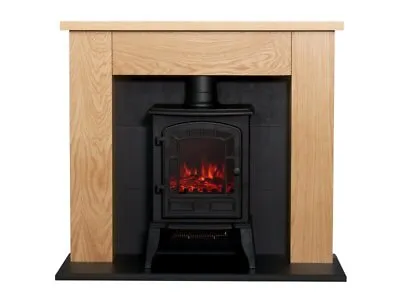 Adam Chester Stove Suite Oak + Ripon Electric Stove Black 39  • £219.95