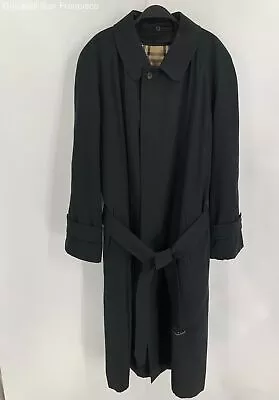Burberry Mens Black Wool Blend Long Sleeve Pockets Belted Trench Coat 42R COA • $91