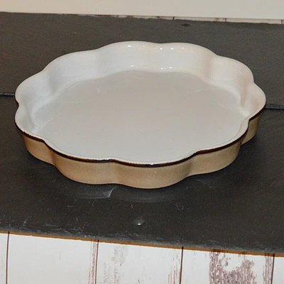 £11.99 • Buy Denby 9.5  Quiche Dish 40mm Deep Scalloped Fluted Ceramic Pie Flan Tart Beige