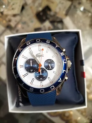 Lacoste 2010854 Men's Westport Chronograph Blue Silicone Strap Watch *NEW BOXED* • £79.99