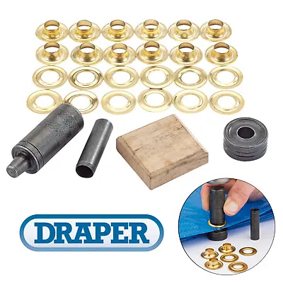 Draper Brass 10mm Eyelet/Grommet Repair Kit/Set For Tarpaulin Leather Tent 85665 • £9.44
