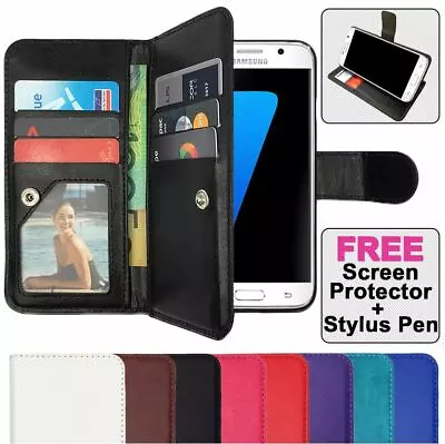 Leather Flip Case Wallet PU Magnetic Cover For Samsung Galaxy S7 Edge S8 S9 Plus • $6.95