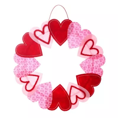 16 Inch Valentine S Day Wreath Felt Love Heart Wreath Front Door Farmhouse Decor • $22.65