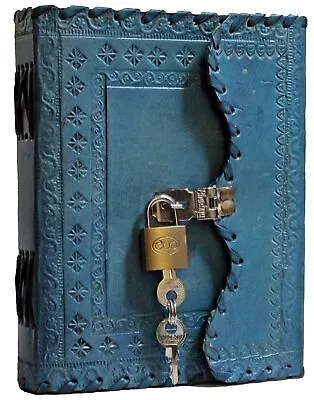 Habeeb Bags Antique Handmade Leather Bound Journal Regular Diary With Lock & Key • $53.36