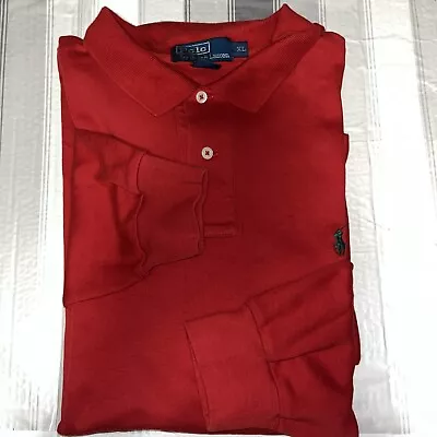 Polo Ralph Lauren Long Sleeve Mens XL Red Rugby Polo Shirt Cotton Logo • $15