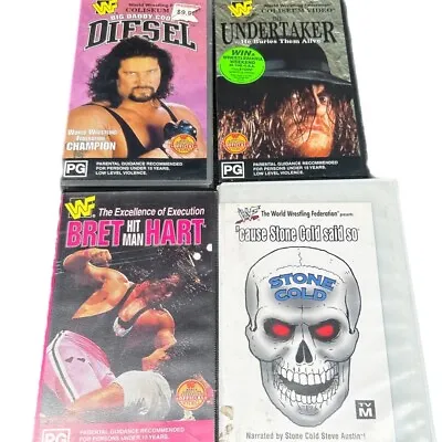 WWF VHS Video Tape Bundle Vintage 90s WCW WWE Bulk Lot X4 Taker Stone Cold Hart • $25